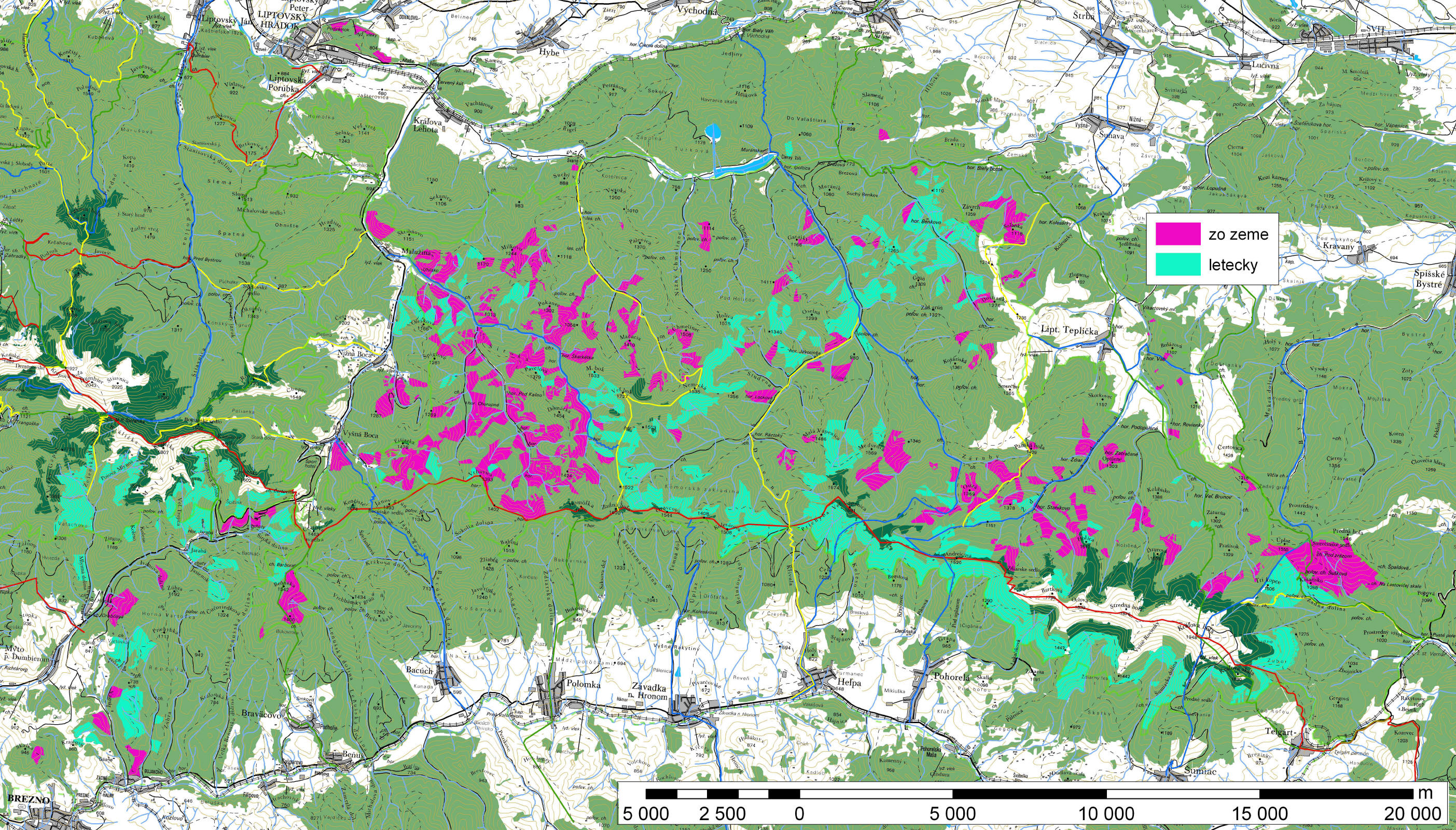 Mapa plánovaných postrekov v NAPANTe